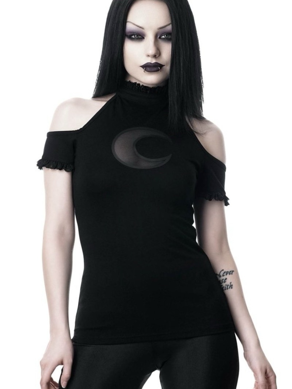 Killstar Black Cold Shoulder Moon Tank Top
